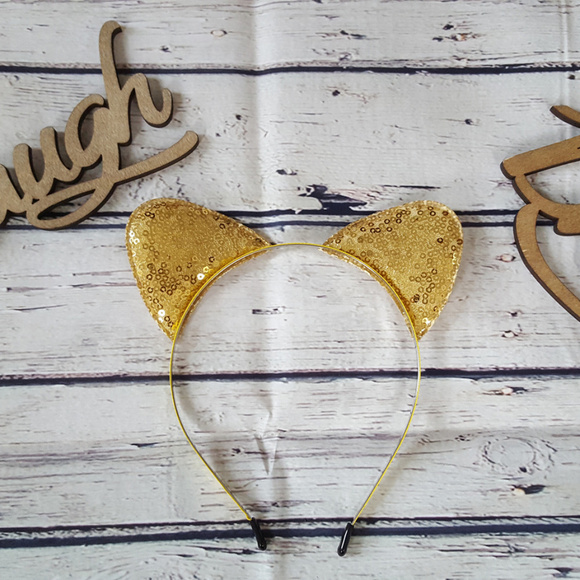 Handmade Other - Costume Girls Gold Sequin Cat Ears Headband